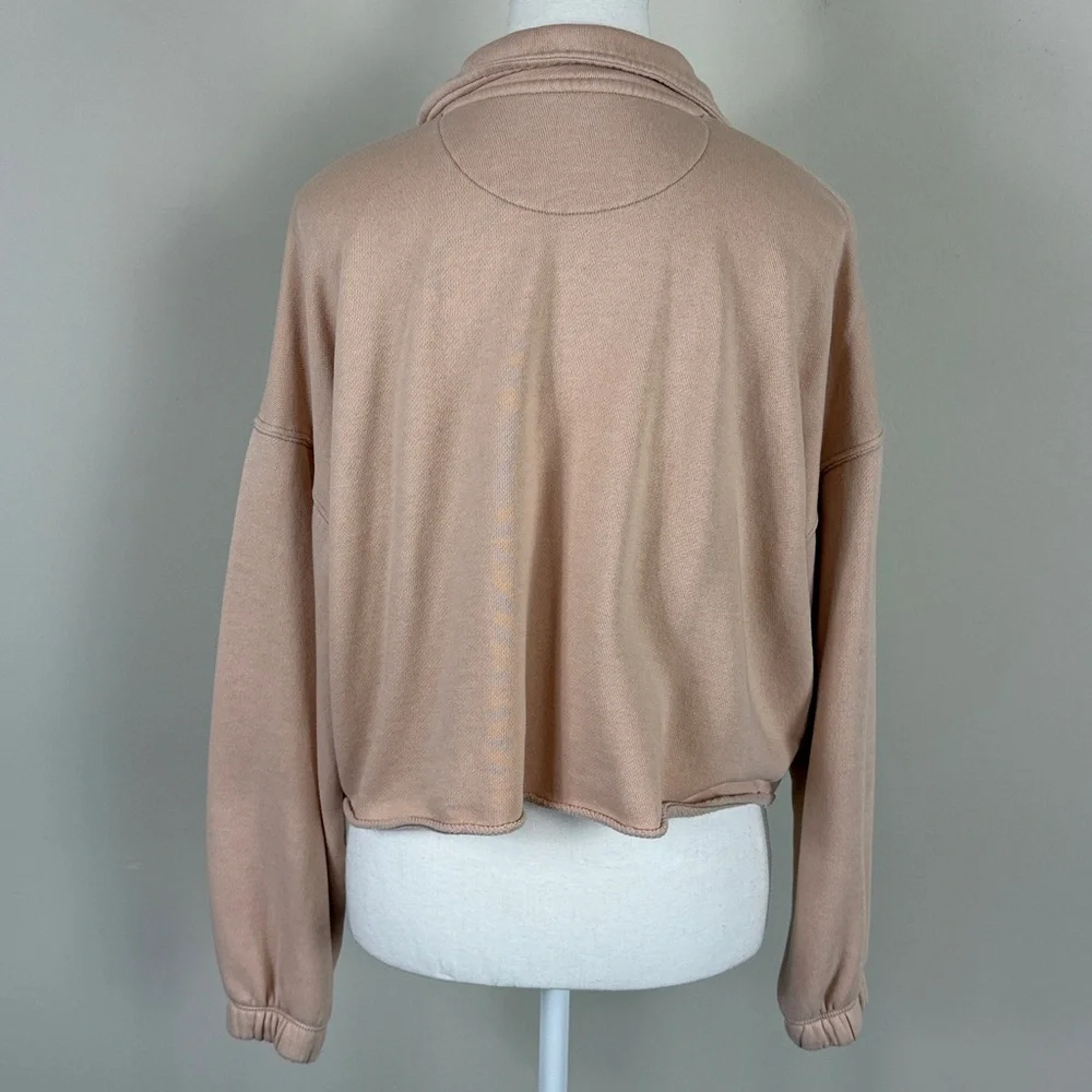 Aerie Cropped Polo Sweater in Peachy Tan Oversized‎ Loungewear XS